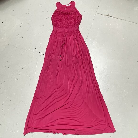 Calvin Klein Womens 4 Maxi Dress Side Slits Pink Party Fairy Vacation Feminine - Picture 1 of 11